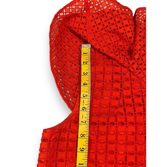 J. Crew Eyelet One Shoulder Ruffle Lined Top Blouse Women's Bright Orange 00 - Picture 12 of 12